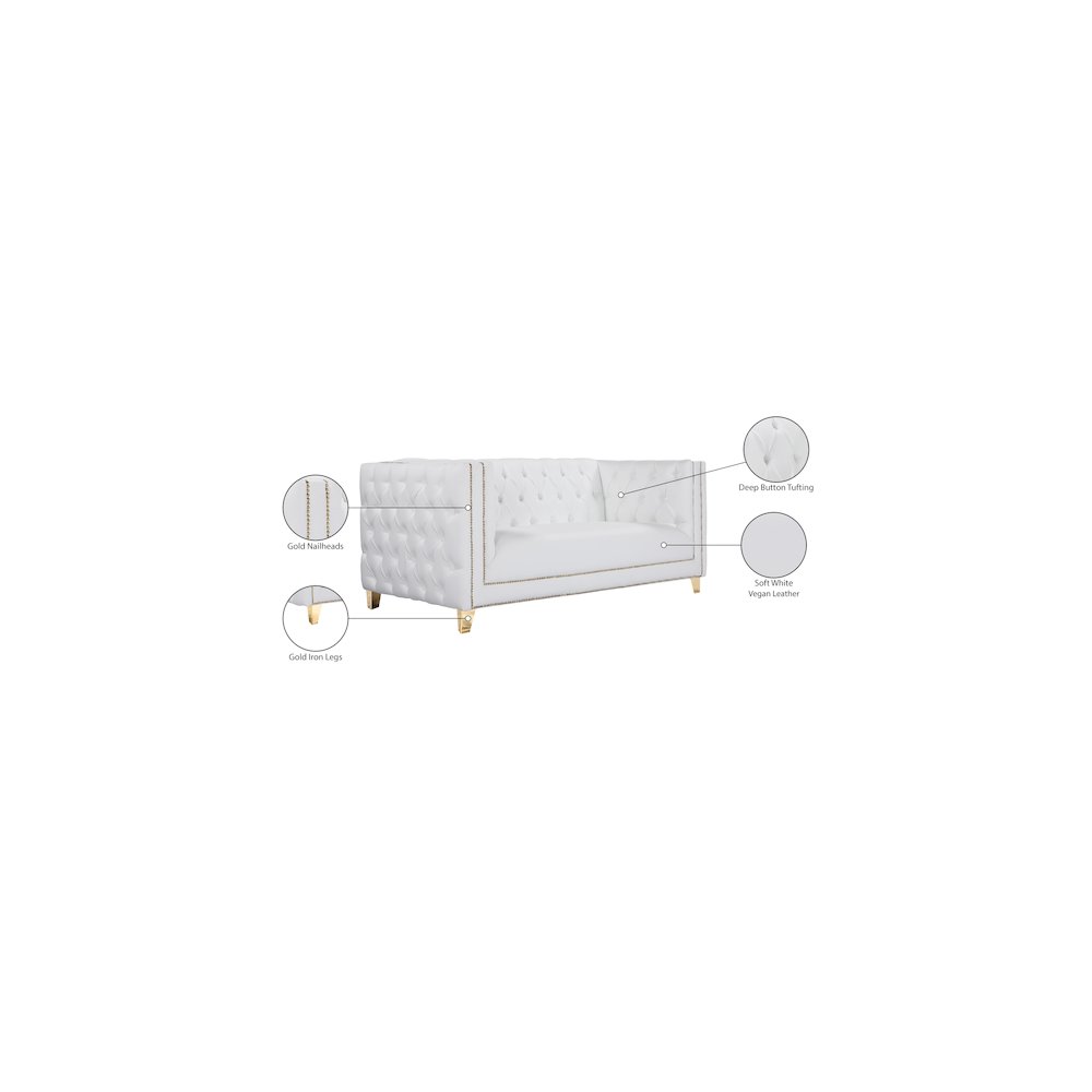 Michelle White Vegan Leather Loveseat. Picture 13