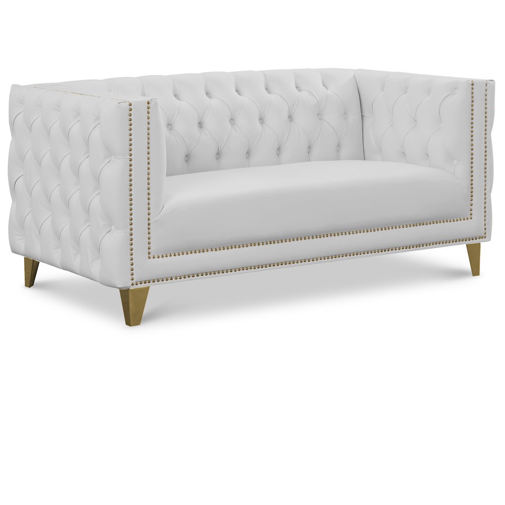Michelle White Vegan Leather Loveseat. Picture 1