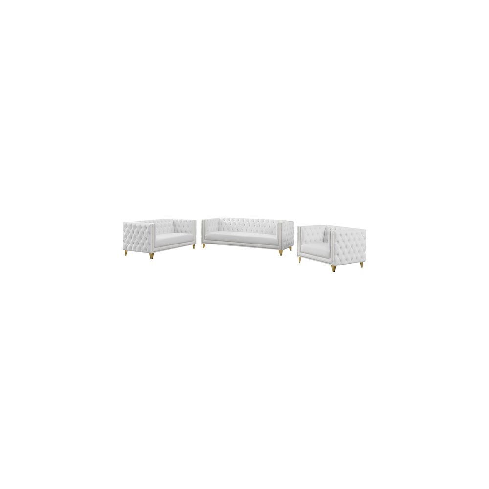 Michelle White Vegan Leather Loveseat. Picture 10