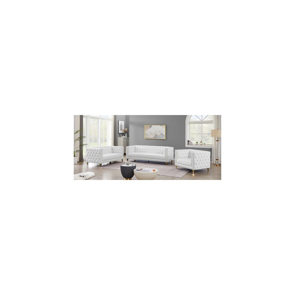 Michelle White Vegan Leather Loveseat. Picture 11
