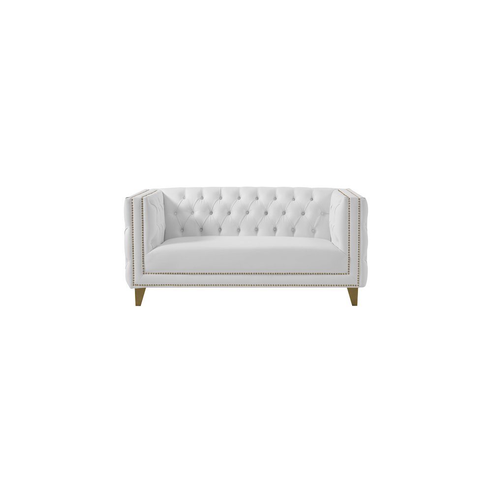 Michelle White Vegan Leather Loveseat. Picture 3