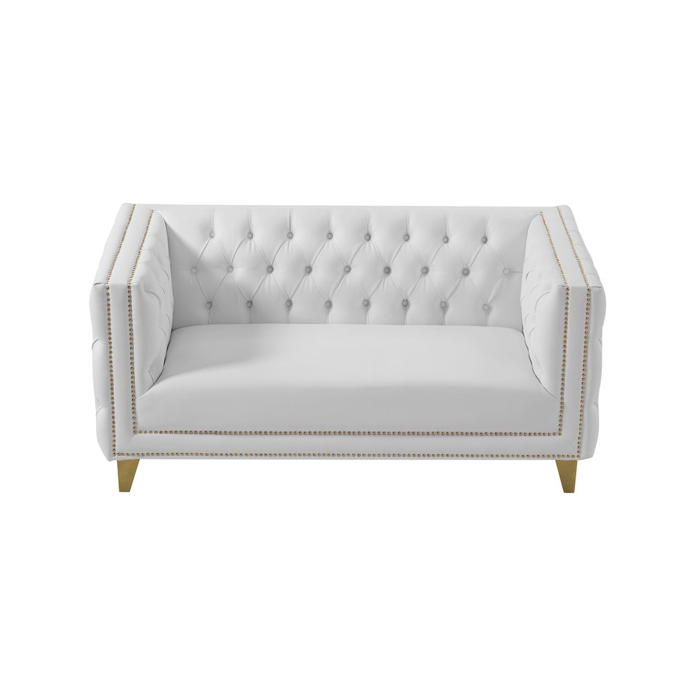 Michelle White Vegan Leather Loveseat. Picture 4