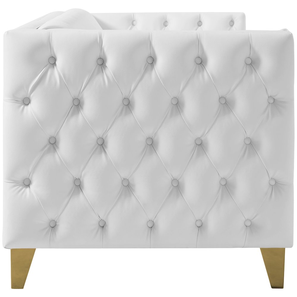 Michelle White Vegan Leather Loveseat. Picture 5