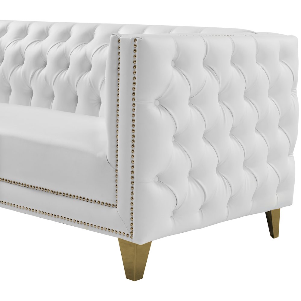 Michelle White Vegan Leather Loveseat. Picture 6
