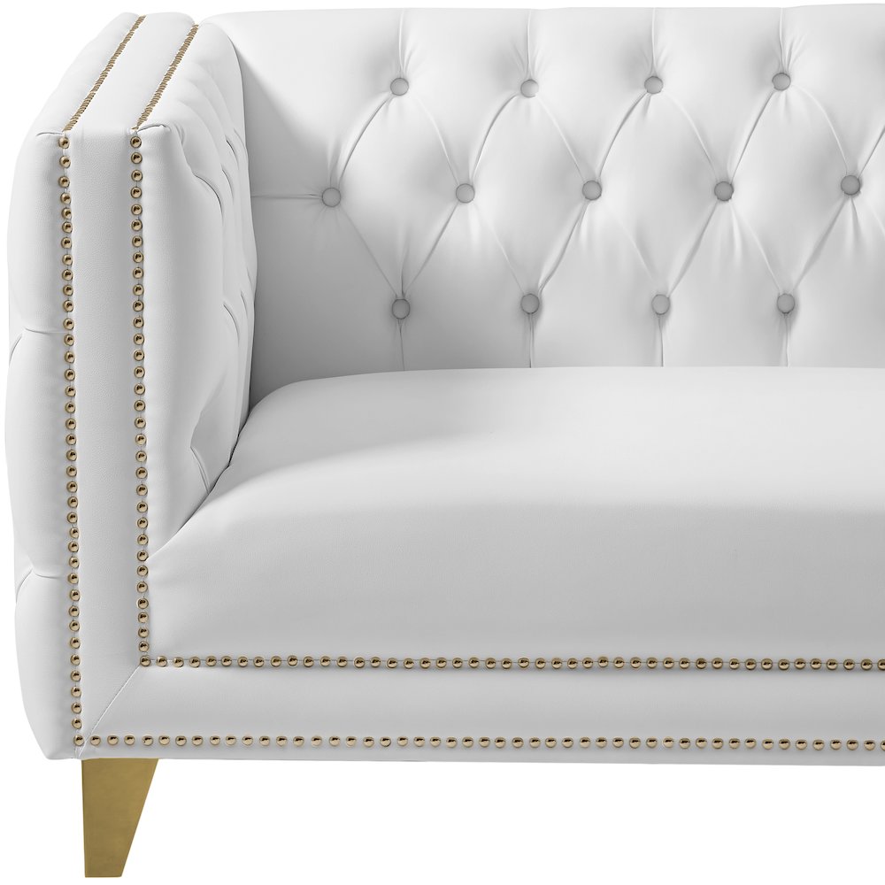 Michelle White Vegan Leather Loveseat. Picture 7