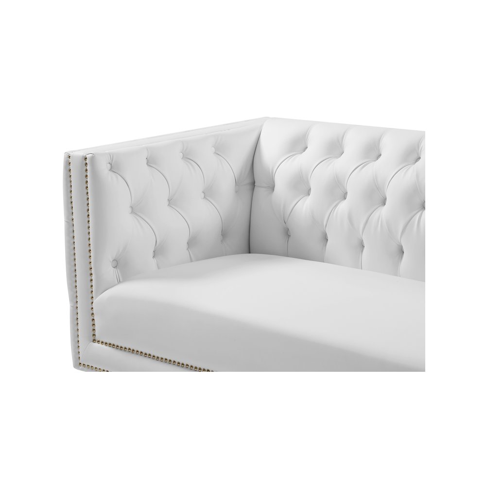 Michelle White Vegan Leather Loveseat. Picture 8