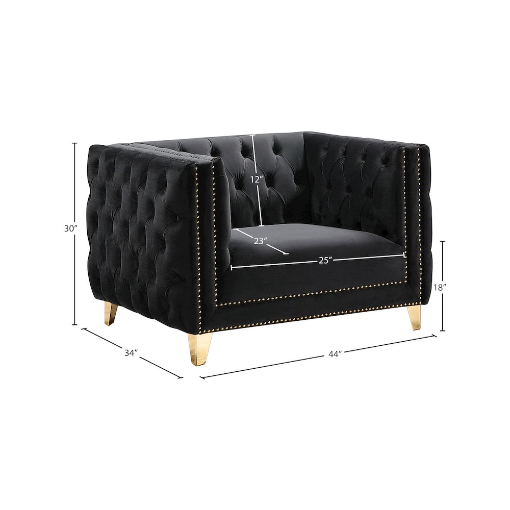 Michelle Black Velvet Chair. Picture 9