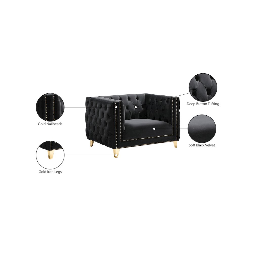 Michelle Black Velvet Chair. Picture 10