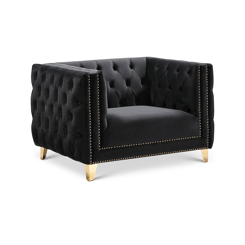 Michelle Black Velvet Chair. Picture 1