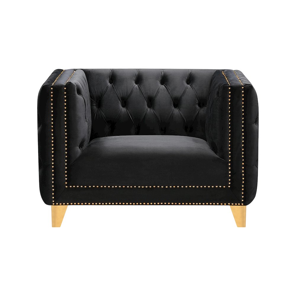 Michelle Black Velvet Chair. Picture 2