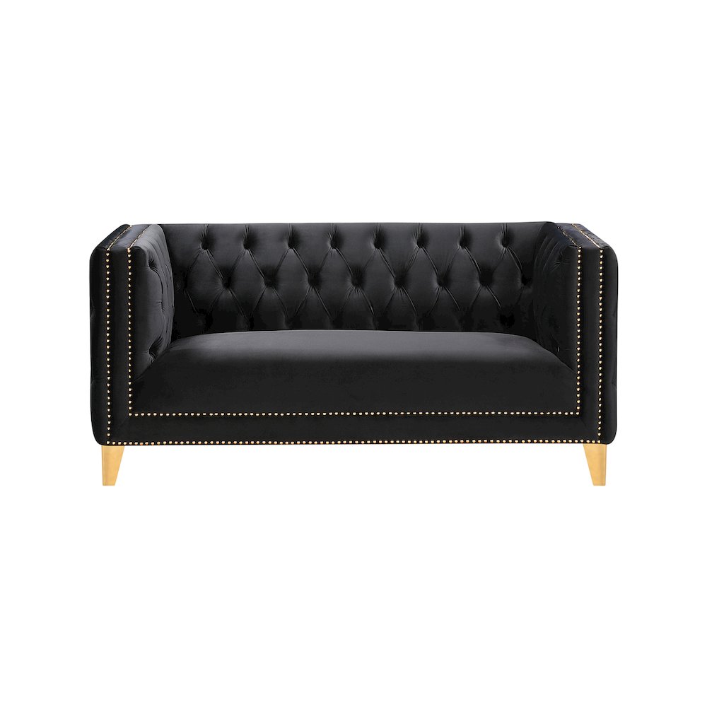 Michelle Black Velvet Loveseat. Picture 2