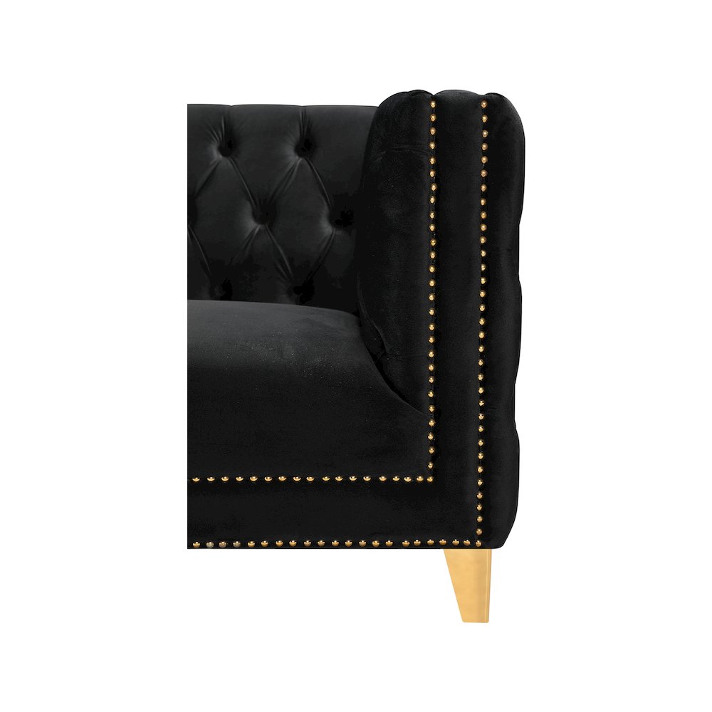 Michelle Black Velvet Loveseat. Picture 3