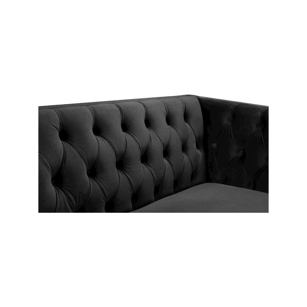 Michelle Black Velvet Loveseat. Picture 6