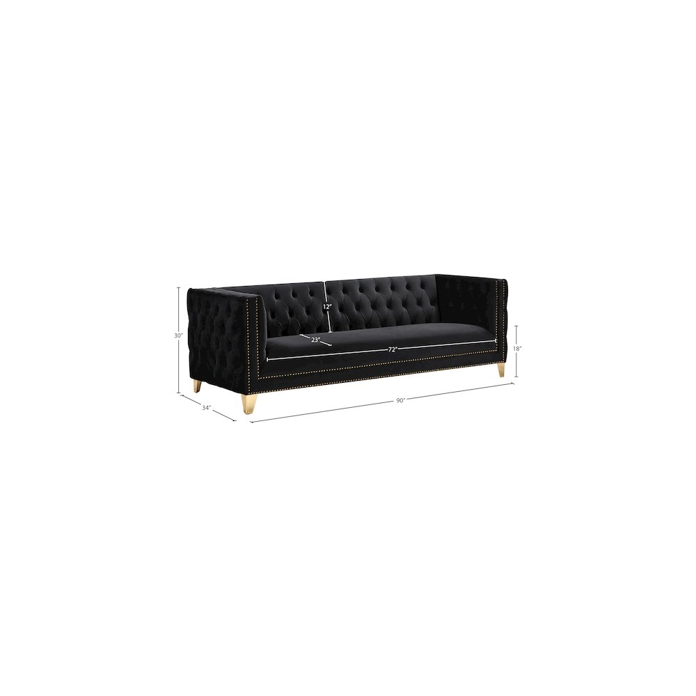 Michelle Black Velvet Sofa. Picture 9