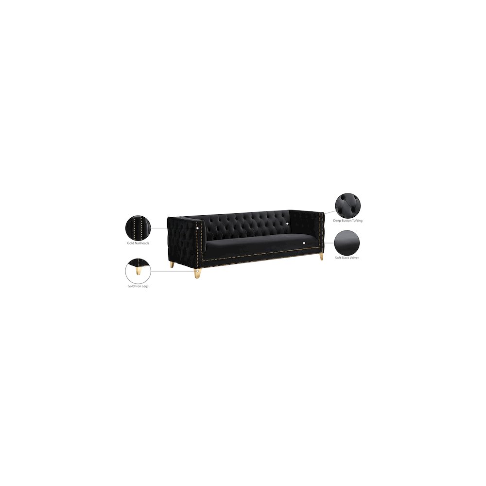 Michelle Black Velvet Sofa. Picture 10