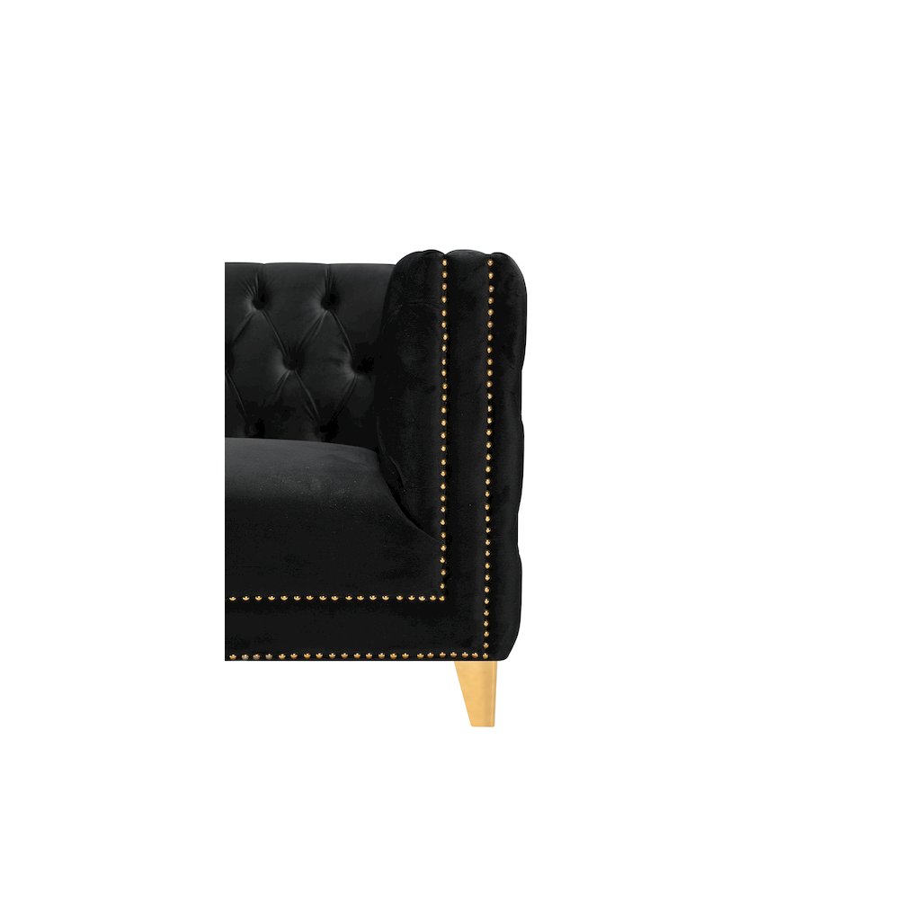Michelle Black Velvet Sofa. Picture 3