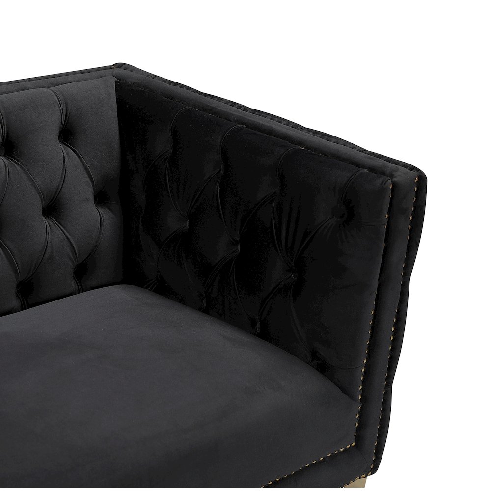Michelle Black Velvet Sofa. Picture 5