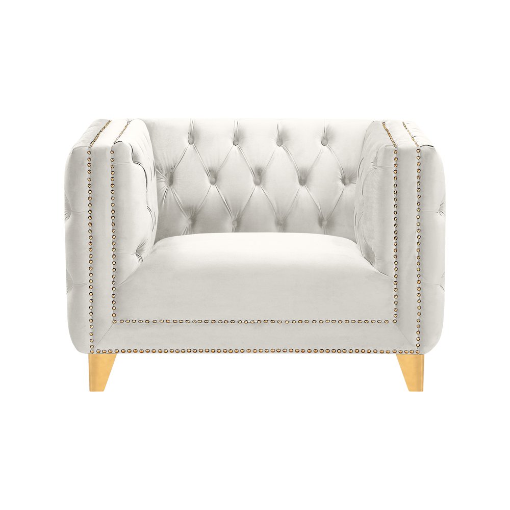Michelle Cream Velvet Chair. Picture 2