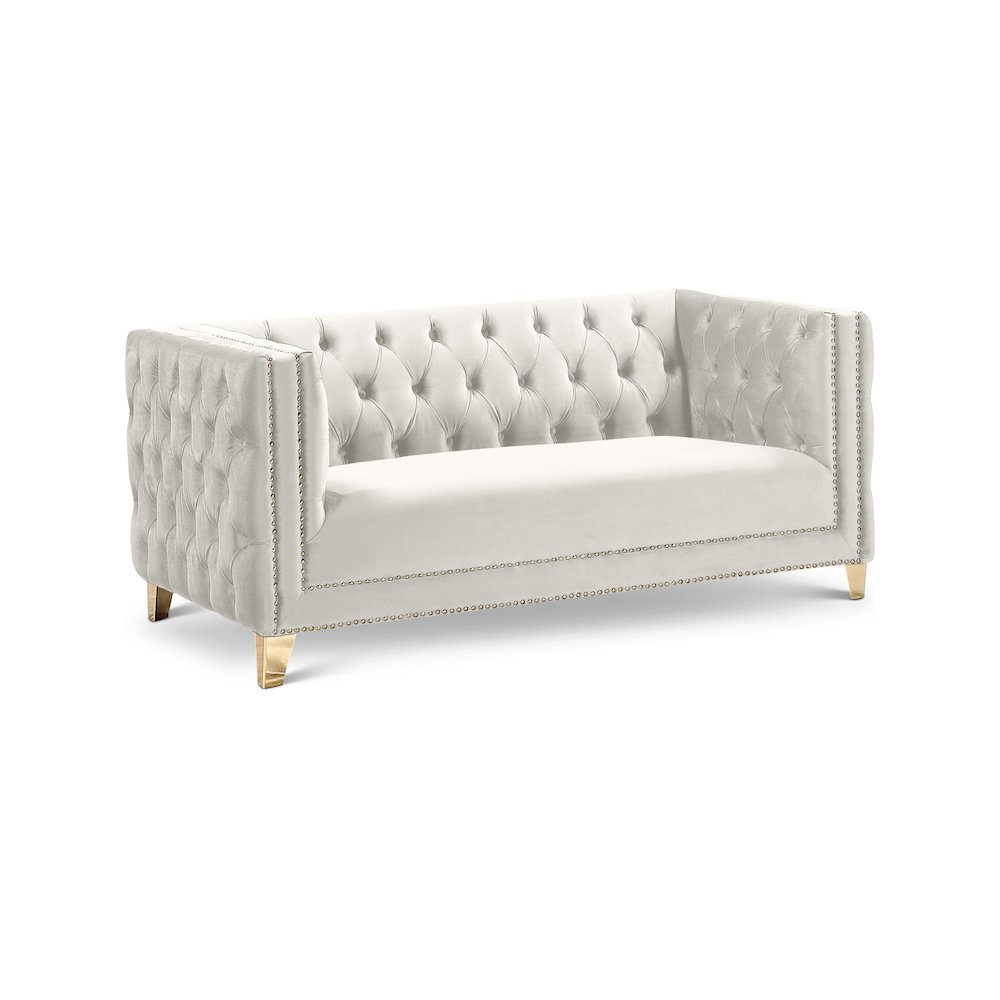 Michelle Cream Velvet Loveseat. Picture 1