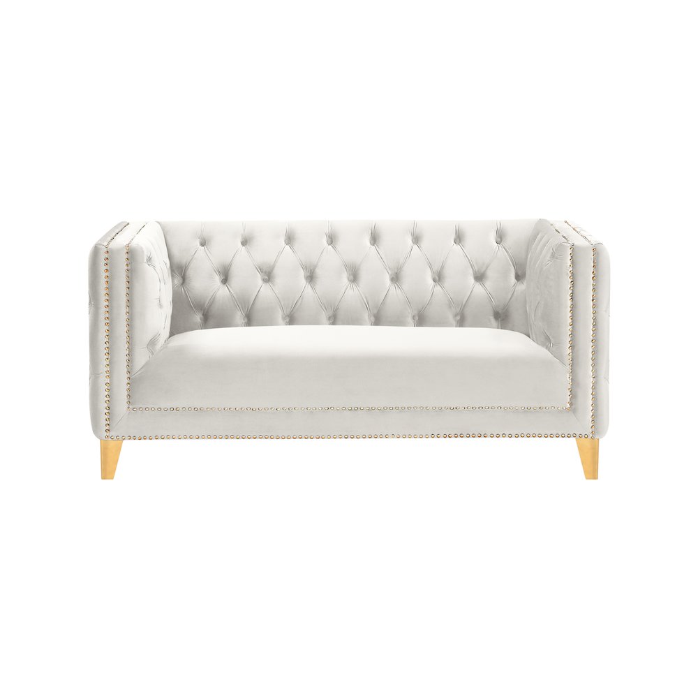 Michelle Cream Velvet Loveseat. Picture 2