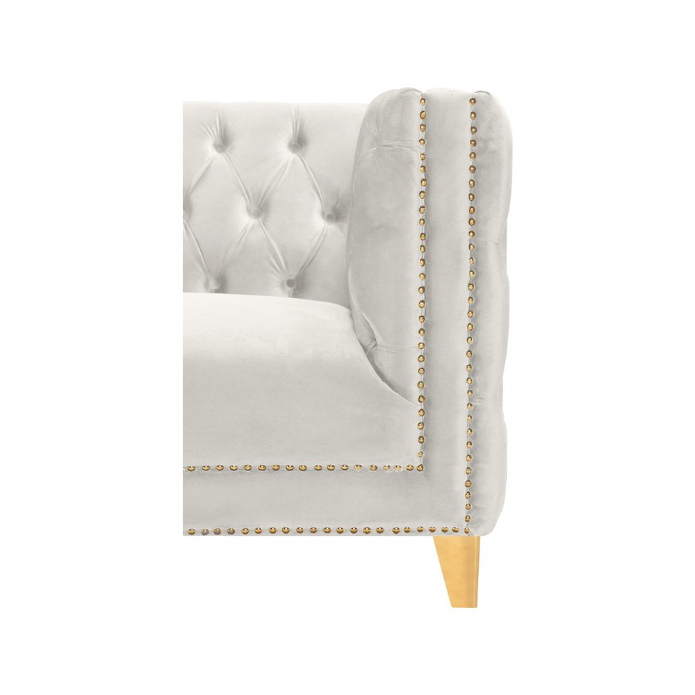 Michelle Cream Velvet Loveseat. Picture 3