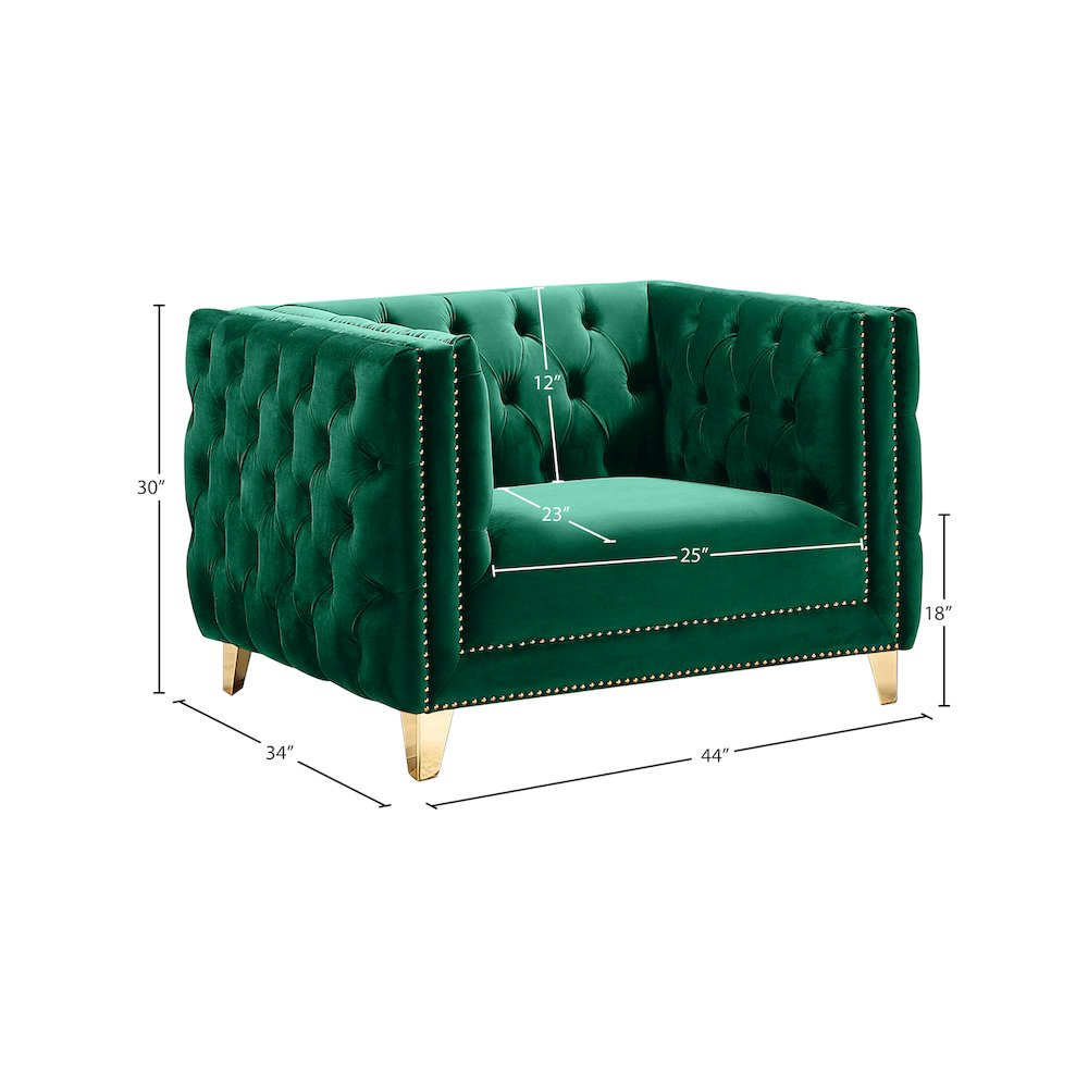Michelle Green Velvet Chair. Picture 9
