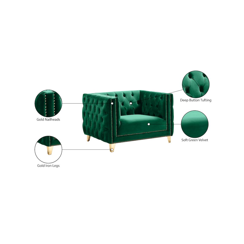 Michelle Green Velvet Chair. Picture 10