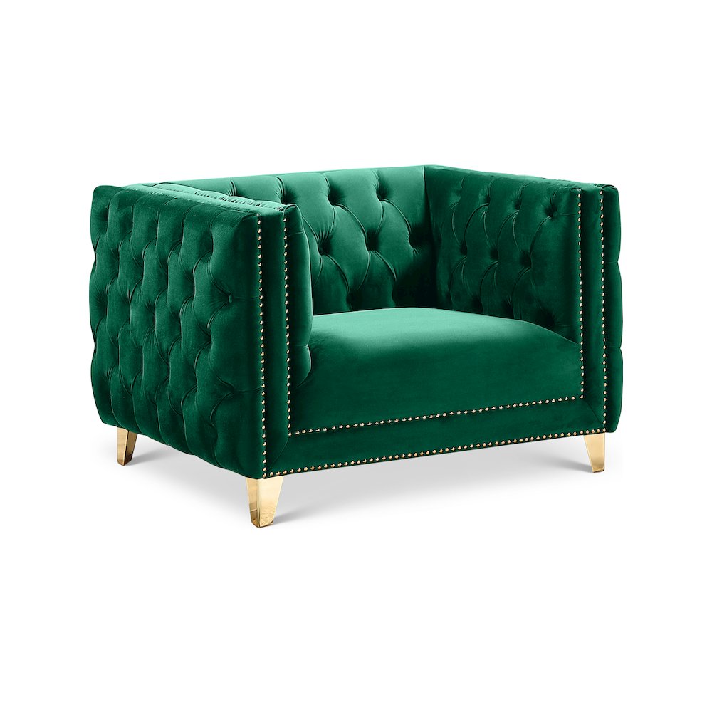 Michelle Green Velvet Chair. Picture 1