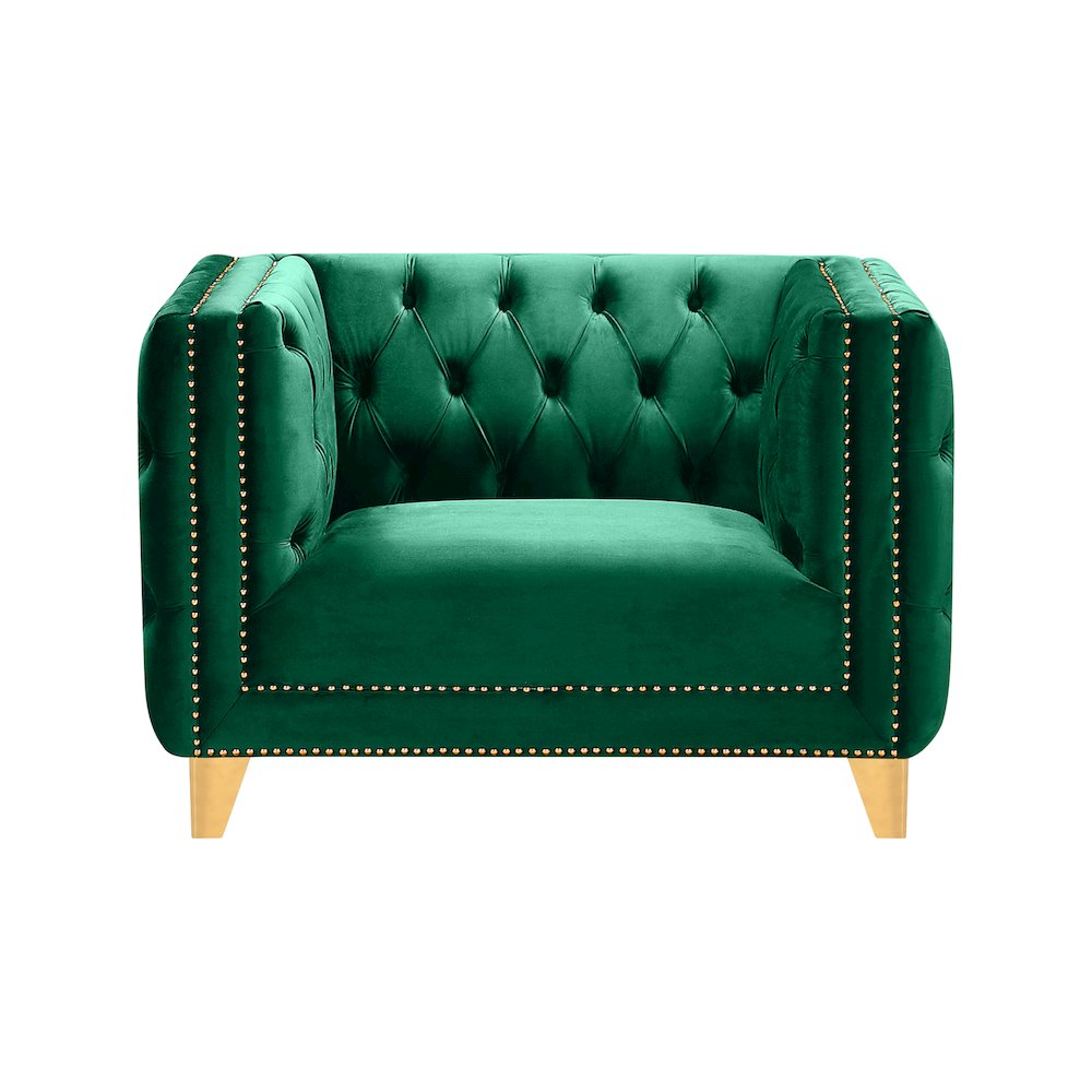 Michelle Green Velvet Chair. Picture 2