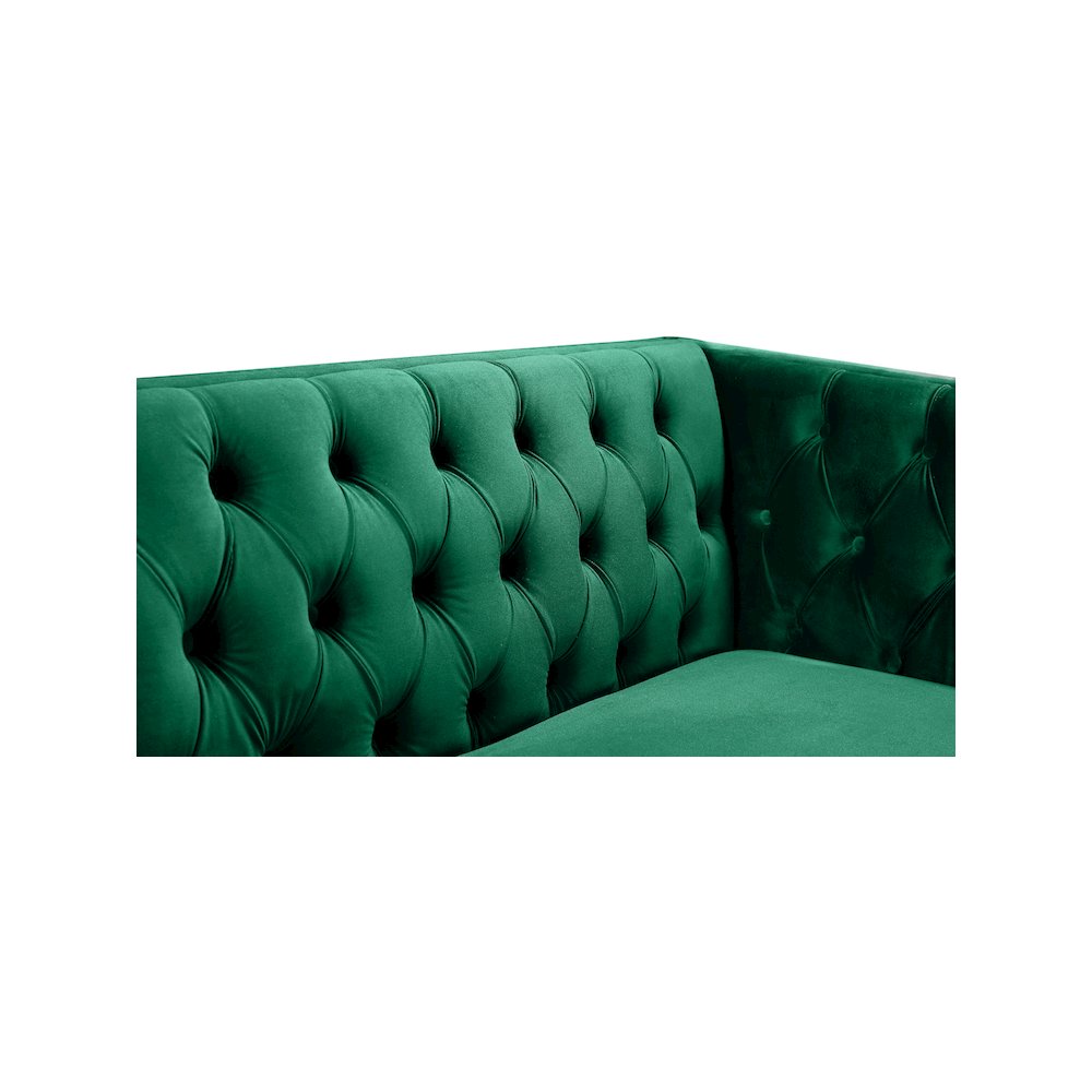 Michelle Green Velvet Loveseat. Picture 6