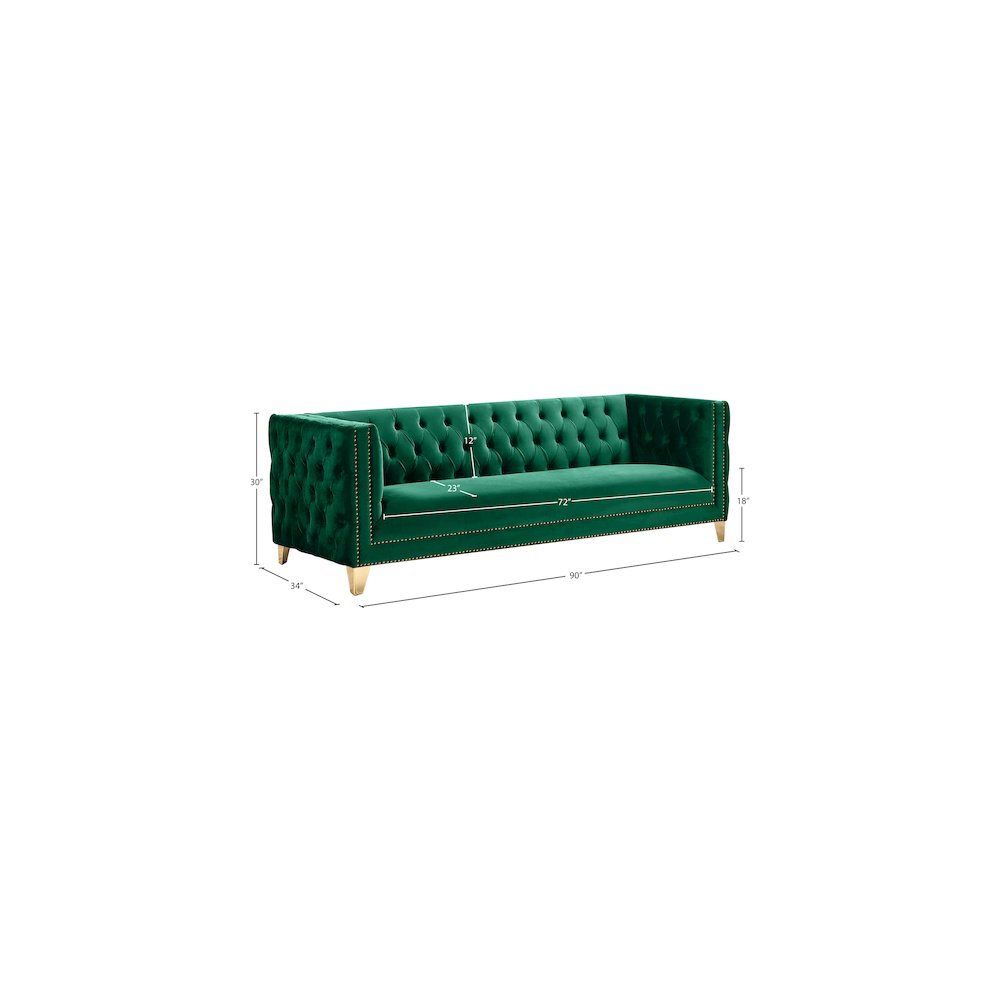 Michelle Green Velvet Sofa. Picture 9