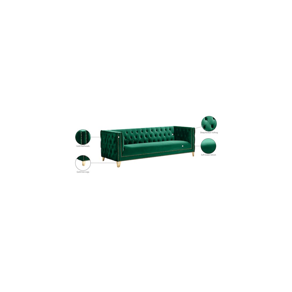 Michelle Green Velvet Sofa. Picture 10