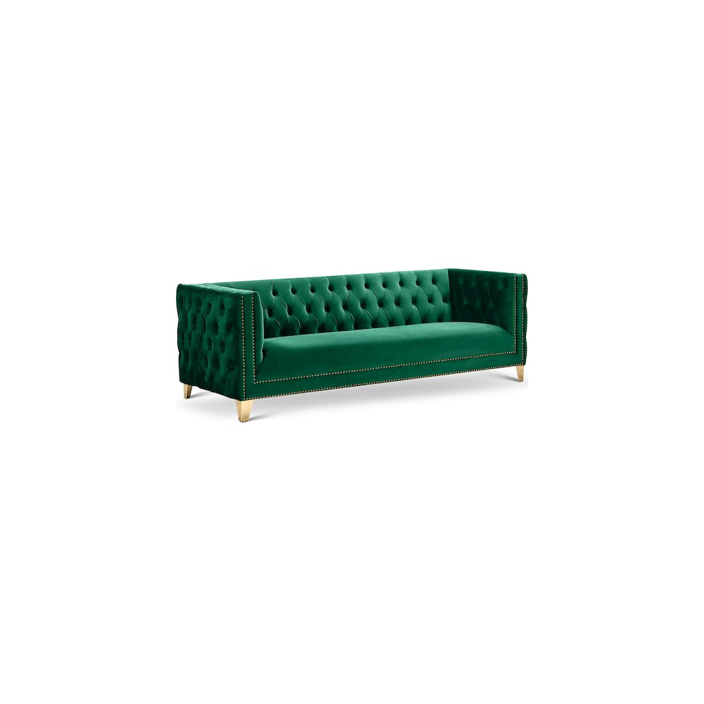 Michelle Green Velvet Sofa. Picture 1