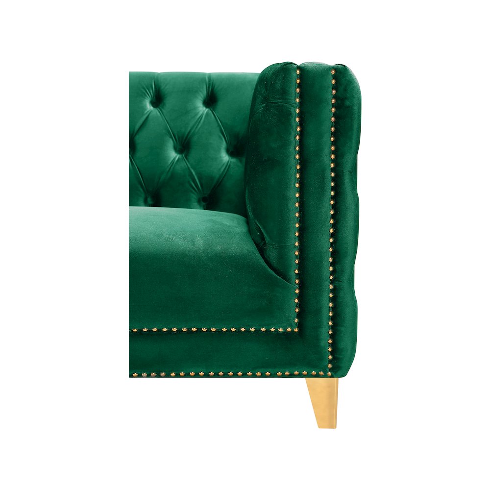 Michelle Green Velvet Sofa. Picture 3