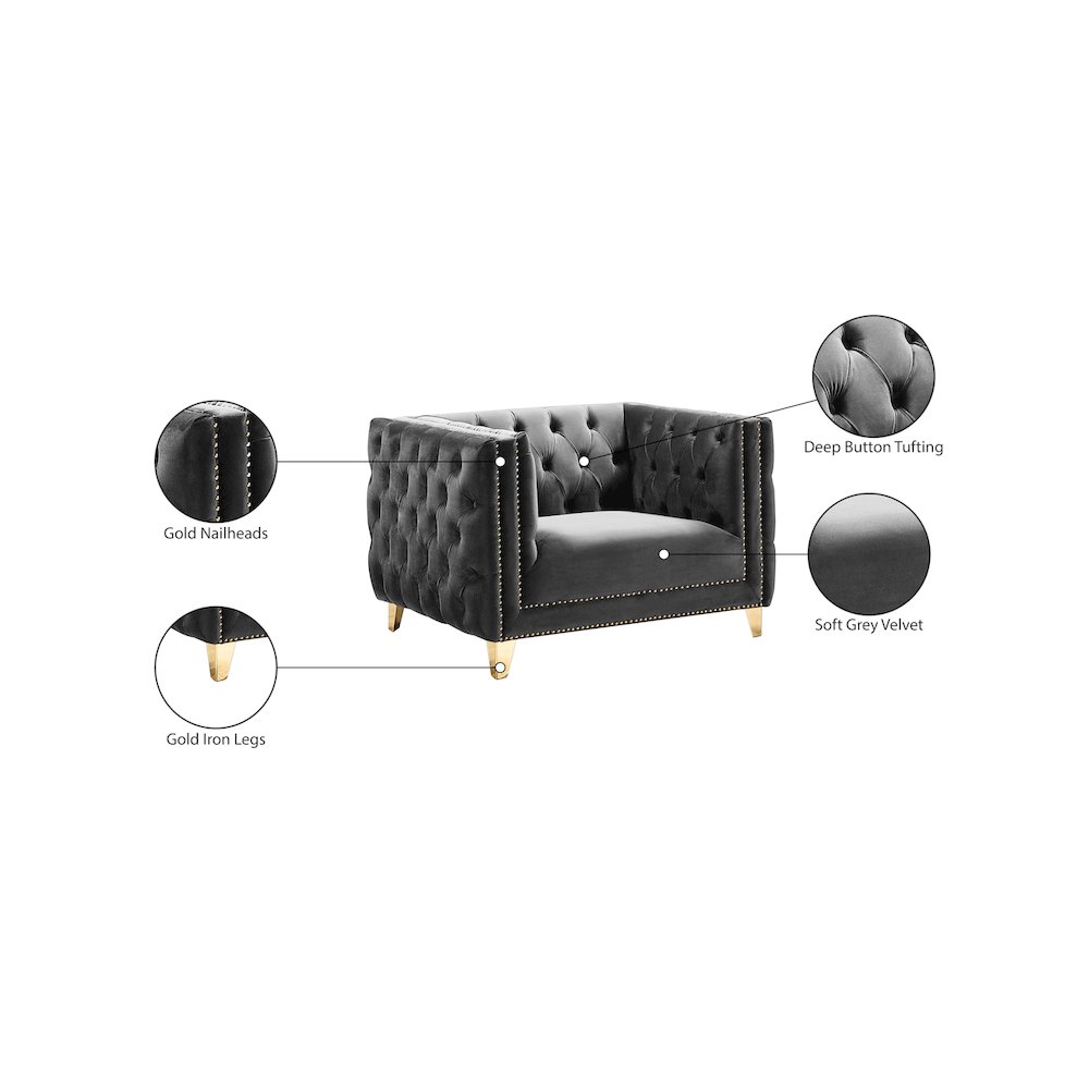 Michelle Grey Velvet Chair. Picture 10