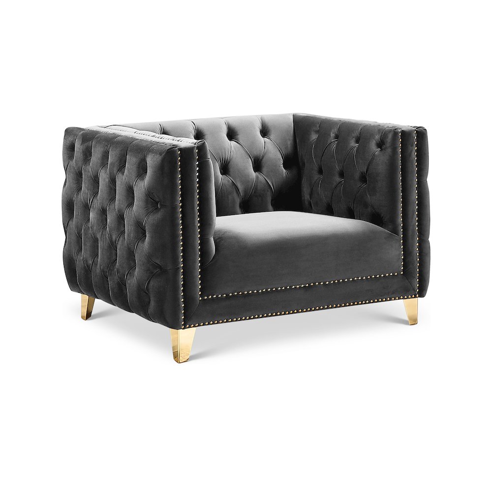 Michelle Grey Velvet Chair. Picture 1