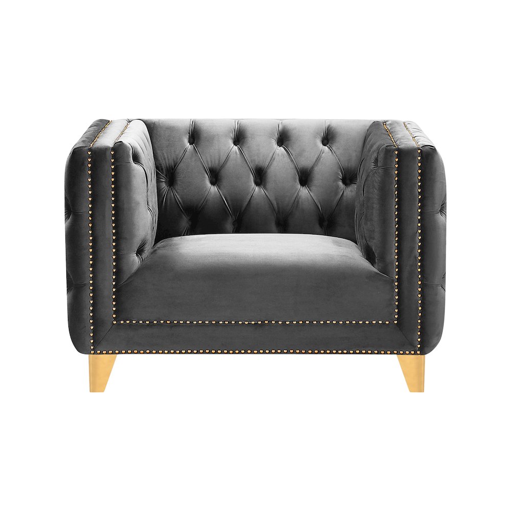 Michelle Grey Velvet Chair. Picture 2