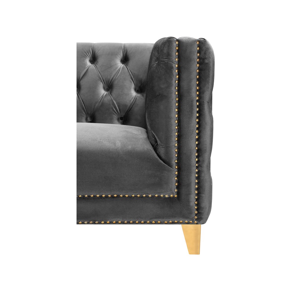 Michelle Grey Velvet Chair. Picture 3