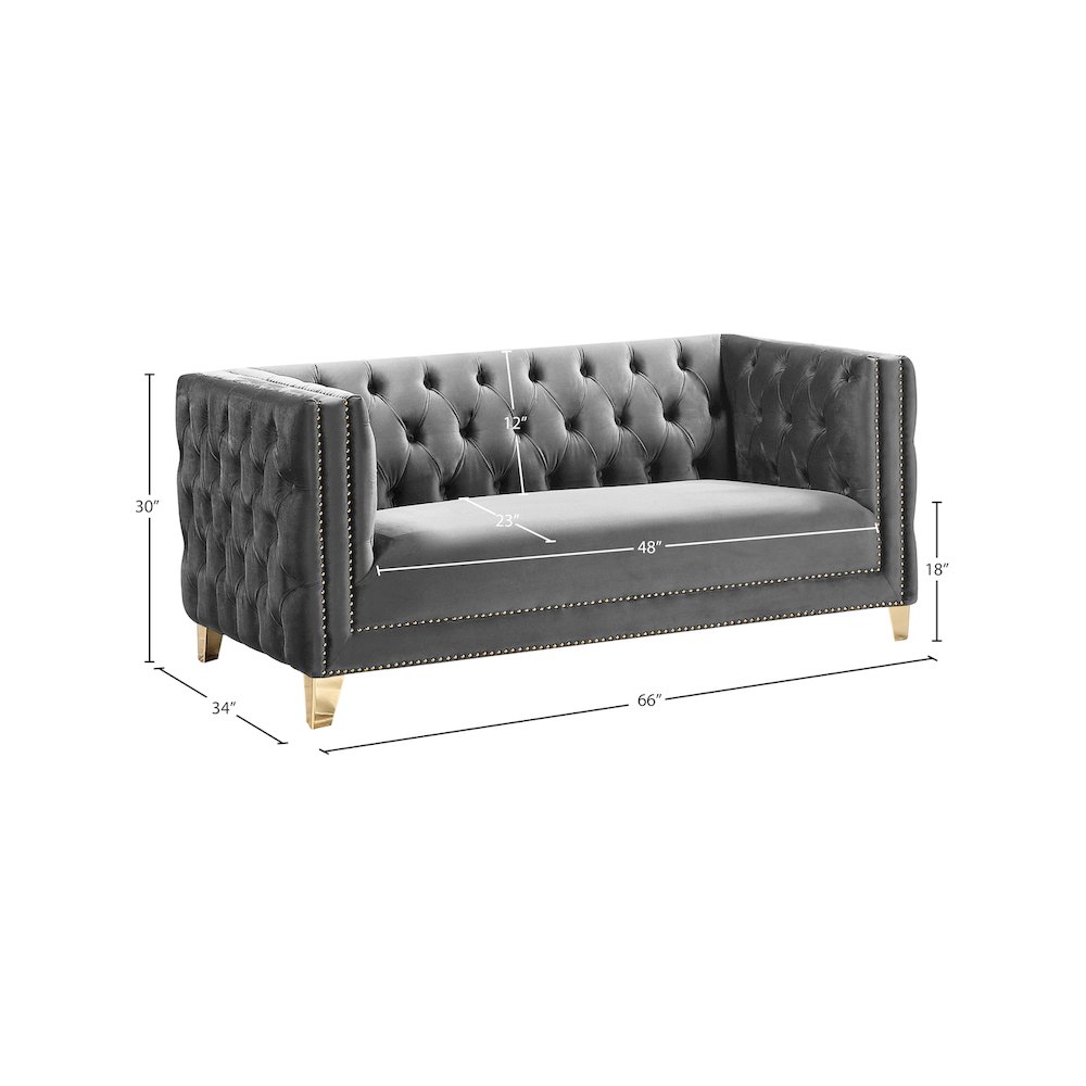 Michelle Grey Velvet Loveseat. Picture 9