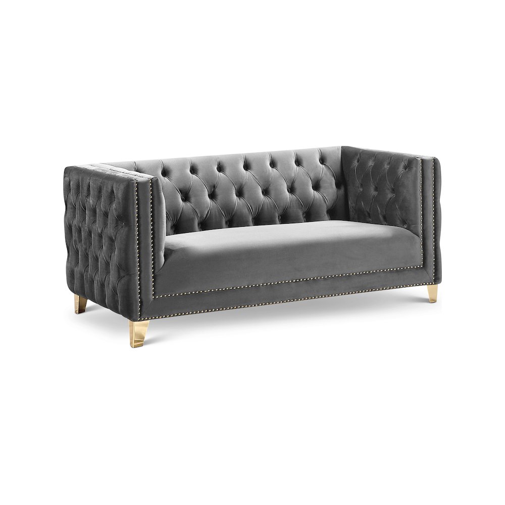 Michelle Grey Velvet Loveseat. Picture 1
