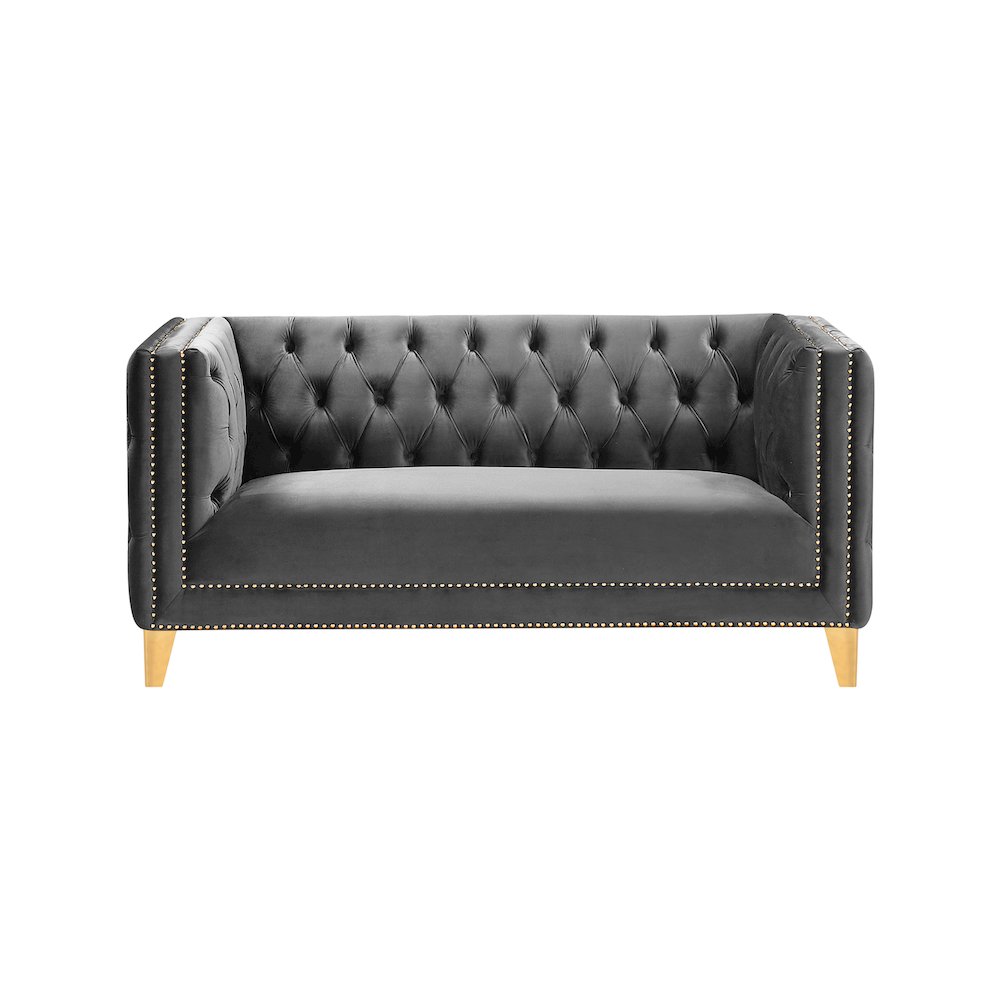 Michelle Grey Velvet Loveseat. Picture 2