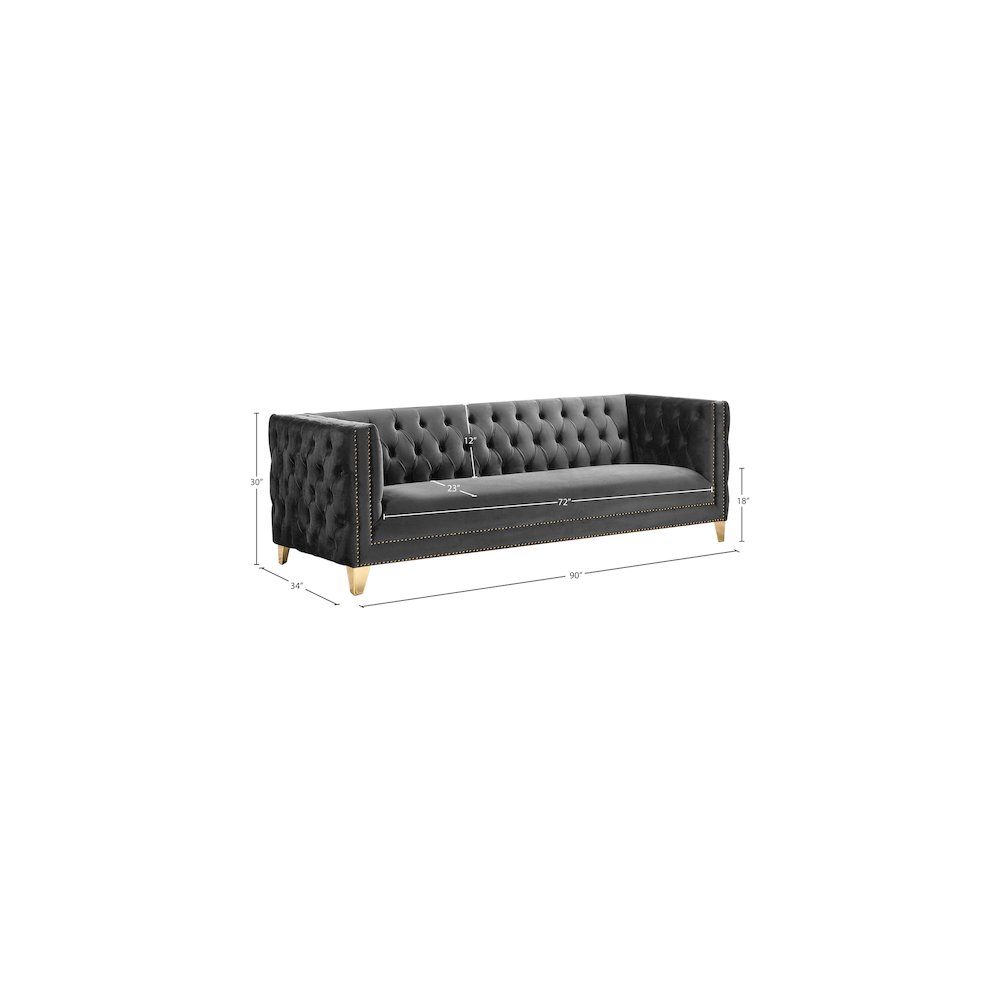 Michelle Grey Velvet Sofa. Picture 9