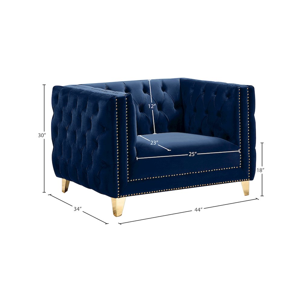 Michelle Navy Velvet Chair. Picture 9