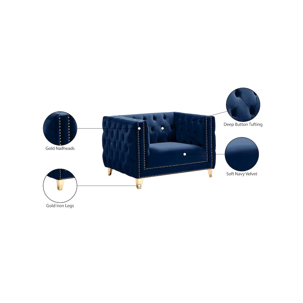 Michelle Navy Velvet Chair. Picture 10