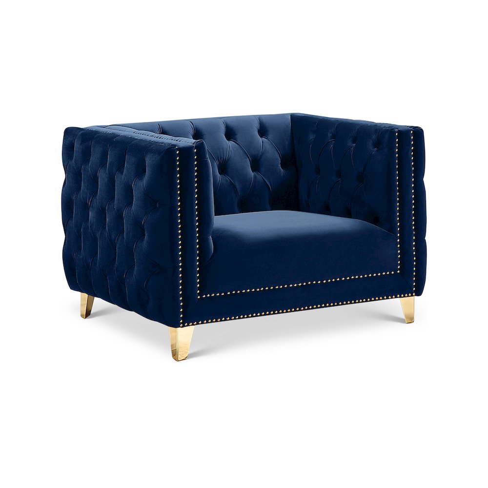 Michelle Navy Velvet Chair. Picture 1