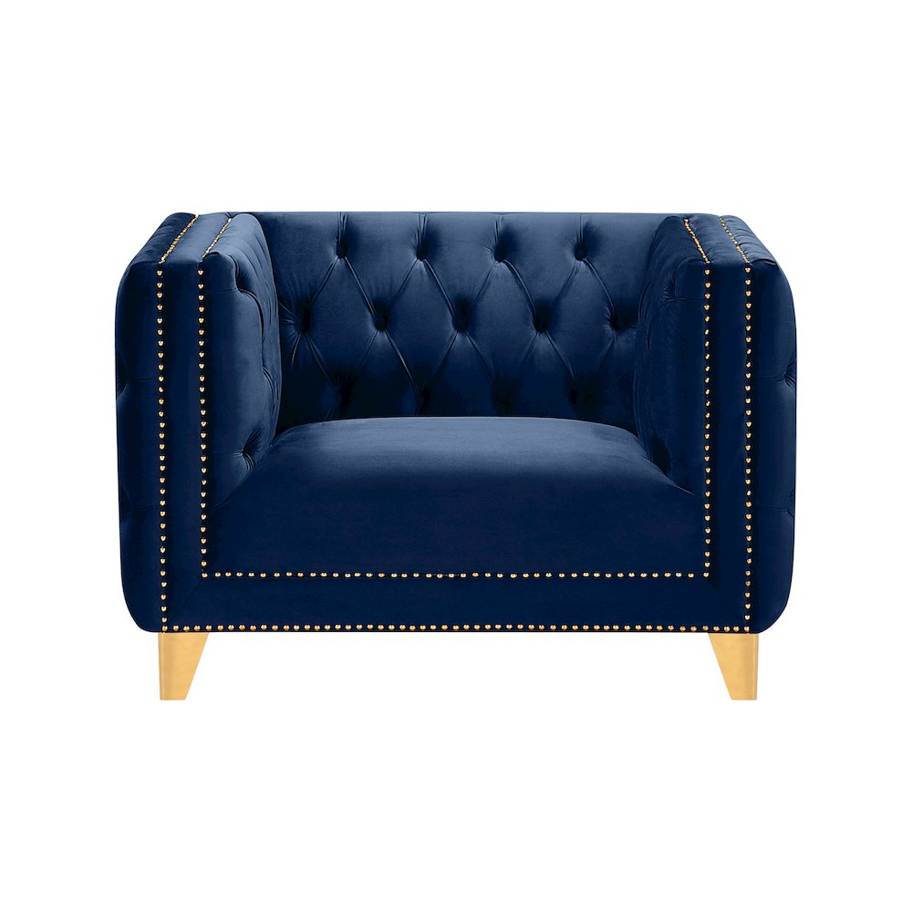 Michelle Navy Velvet Chair. Picture 2