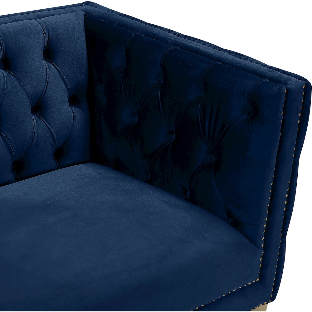 Michelle Navy Velvet Loveseat. Picture 5
