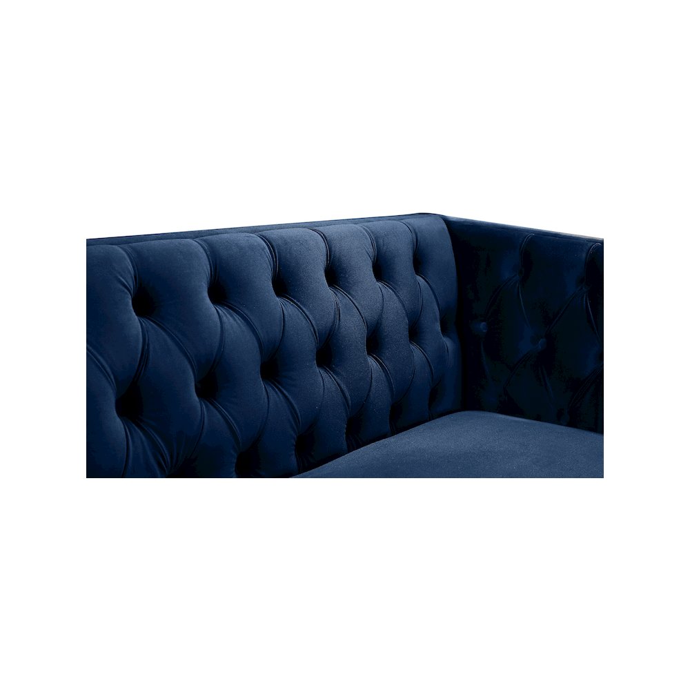 Michelle Navy Velvet Loveseat. Picture 6