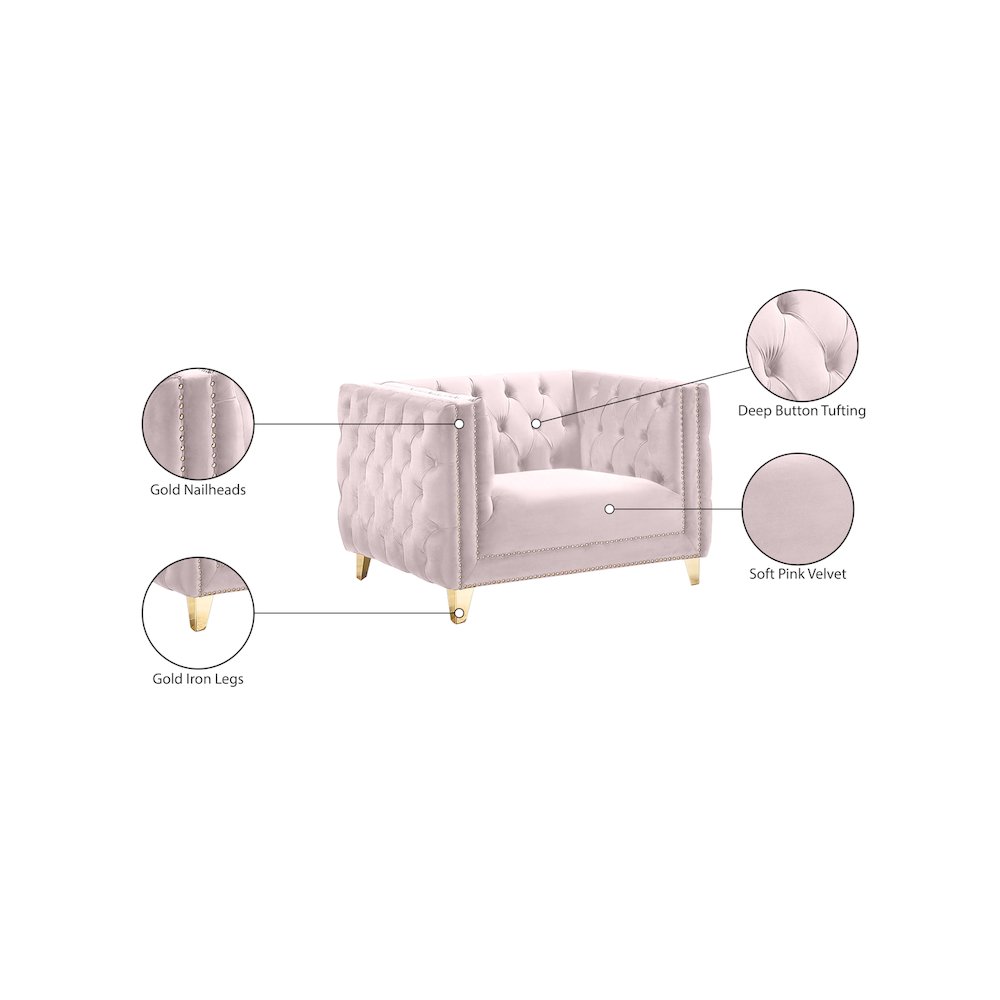 Michelle Pink Velvet Chair. Picture 10