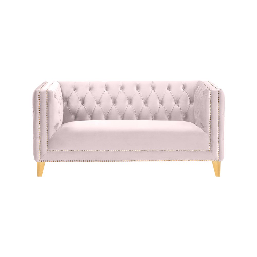 Michelle Pink Velvet Loveseat. Picture 2